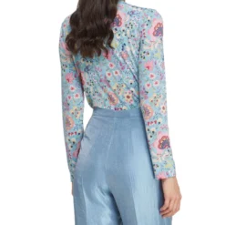 Blusa De Manga Larga Con Cachemira Mujer -Tienda Barata Femvesti 43140436 x2