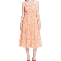 Vestido Midi Bordado Con Tirantes Mujer