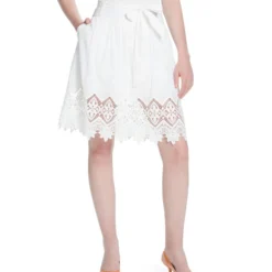 Falda Corta De Corte A Con Banda Y Cenefa Crochet Mujer