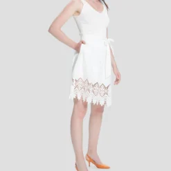 Falda Corta De Corte A Con Banda Y Cenefa Crochet Mujer -Tienda Barata Femvesti 43140759 x3