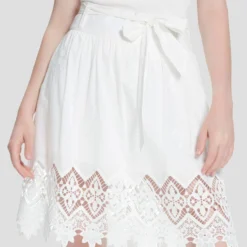 Falda Corta De Corte A Con Banda Y Cenefa Crochet Mujer -Tienda Barata Femvesti 43140759 x4
