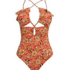 Traje De Baño Maillot Con Flores Mujer -Tienda Barata Femvesti 43150425 x4
