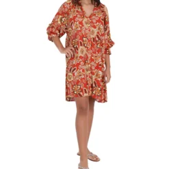 Vestido De Playa Corto Con Estampado Floral Mujer -Tienda Barata Femvesti 43150466 x3