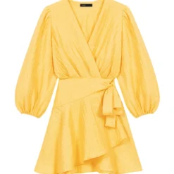 Maje Vestido Mini Con Plisado Y Manga 3,4 Mujer -Tienda Barata Femvesti 43152574 x4