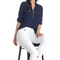 Michael Kors Blusa Con Medio Cierre Manga Larga Mujer -Tienda Barata Femvesti 43154679 x3