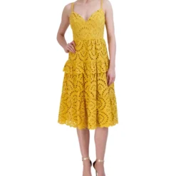 BCBGMAXAZRIA Vestido Midi Microdiseños Mujer
