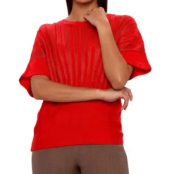 Blusa Con Líneas Manga Corta Mujer