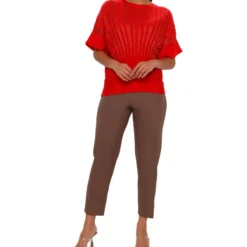 Blusa Con Líneas Manga Corta Mujer -Tienda Barata Femvesti 43156618 x3