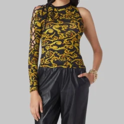 Blusa Estampada De Una Manga Mujer