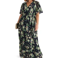 Vestido Maxi Manga Corta Con Flores Mujer -Tienda Barata Femvesti 43169246 x4