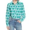 Blusa Manga Larga Con Flores Y Estampado Retro Mujer