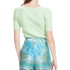 Top Tejido Canalé Con Manga Calada Mujer -Tienda Barata Femvesti 43172304 x2