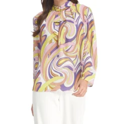 Blusa De Manga Larga Con Mosaico Mujer