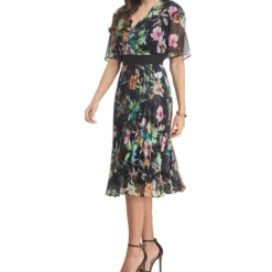 Vestido Midi De Manga Corta Con Flores Mujer -Tienda Barata Femvesti 43179653 x3