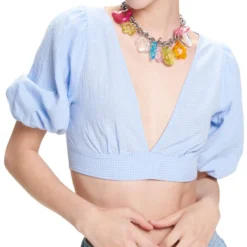 Blusa Crop Top Manga Corta Mujer