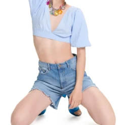 Blusa Crop Top Manga Corta Mujer -Tienda Barata Femvesti 43179728 x4