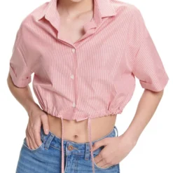 Camisa Crop Top Manga Corta Mujer
