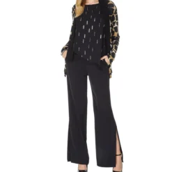 Blusa Con Hilos Metalizados De Manga Corta Mujer -Tienda Barata Femvesti 43180292 x3