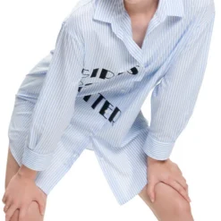 Camisa Larga De Manga Larga Mujer -Tienda Barata Femvesti 43180505 x3