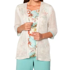 Blusa Twin Fix Con Calados Y Estampados De Manga 3,4 Mujer