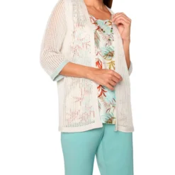 Blusa Twin Fix Con Calados Y Estampados De Manga 3,4 Mujer -Tienda Barata Femvesti 43184169 x4