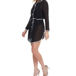 Vestido De Playa Corto Manga Larga Mujer -Tienda Barata Femvesti 43185658 x4