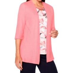 Blusa Twin Fix De Cuello V Y Manga 3,4 Con Flores Mujer -Tienda Barata Femvesti 43194216 x4