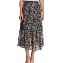 Falda Midi De Corte Recto Con Flores Mujer