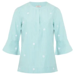 Blusa De Rayas Manga 3,4 Mujer -Tienda Barata Femvesti 43198298 x5