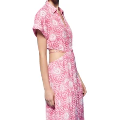 Springfield Vestido Midi Con Estampado Y Abertura Mujer -Tienda Barata Femvesti 43198740 x3