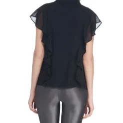 Calvin Klein Blusa De Cuello Camisero Y Manga Corta Mujer -Tienda Barata Femvesti 43200692 x2