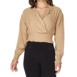 Blusa Con Solapa Manga Larga Mujer