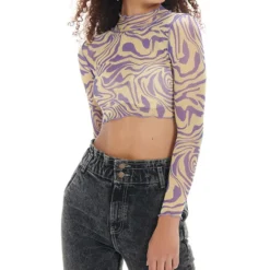 Top Con Manga Larga Y Cuello Alto Mujer