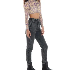 Top Con Manga Larga Y Cuello Alto Mujer -Tienda Barata Femvesti 43202673 x4