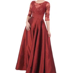 Vestido Maxi Manga 3,4 Con Microdiseños Mujer