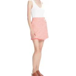 Skort Con Botones Metálicos Tweed Mujer -Tienda Barata Femvesti 43202997 x3