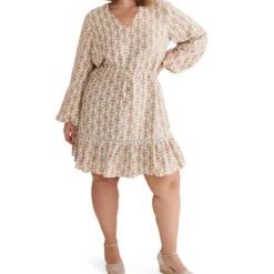 Vestido Midi Manga Larga Monogram Kesia Mujer -Tienda Barata Femvesti 43204358 x3