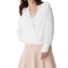 BCBGMAXAZRIA Blusa Drapeada Manga Larga Mujer