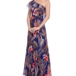 Vestido De Fiesta Maxi Hojas Una Manga Mujer -Tienda Barata Femvesti 43205904 x3