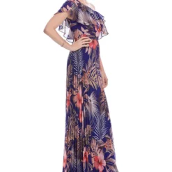 Vestido De Fiesta Maxi Hojas Una Manga Mujer -Tienda Barata Femvesti 43205904 x4