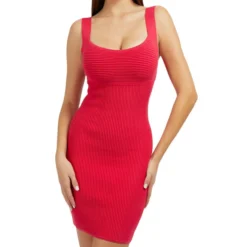 Guess Vestido Midi Acanalado Mujer
