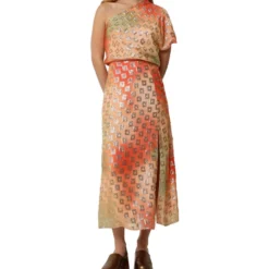 Scalpers Vestido Midi Manga Corta Estampado Mujer