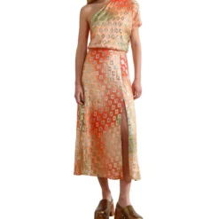 Scalpers Vestido Midi Manga Corta Estampado Mujer -Tienda Barata Femvesti 43209318 x3