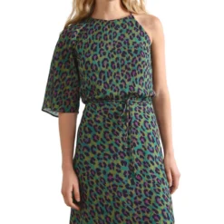 Scalpers Vestido Maxi Con Animal Print De Una Manga Mujer -Tienda Barata Femvesti 43209658 x3