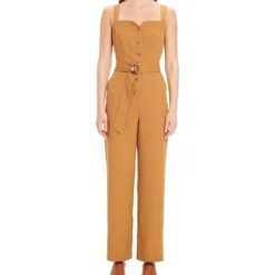 Jumpsuit De Tirantes Con Cinturón Mujer