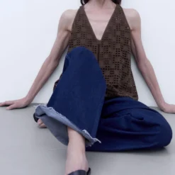 ADOLFO DOMINGUEZ Blusa De Cuello V Sin Mangas Mujer -Tienda Barata Femvesti 43220340 x5