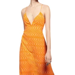 Springfield Vestido Midi Con Ondas Mujer -Tienda Barata Femvesti 43220523 x3