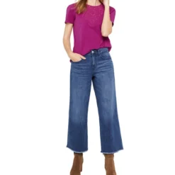 Blusa Con Detalles Calados Manga Corta Mujer -Tienda Barata Femvesti 43222511 x3