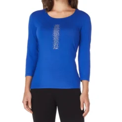 Blusa Con Pedrería De Manga 3,4 Mujer