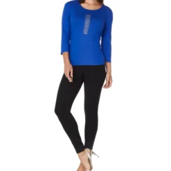 Blusa Con Pedrería De Manga 3,4 Mujer -Tienda Barata Femvesti 43225314 x3